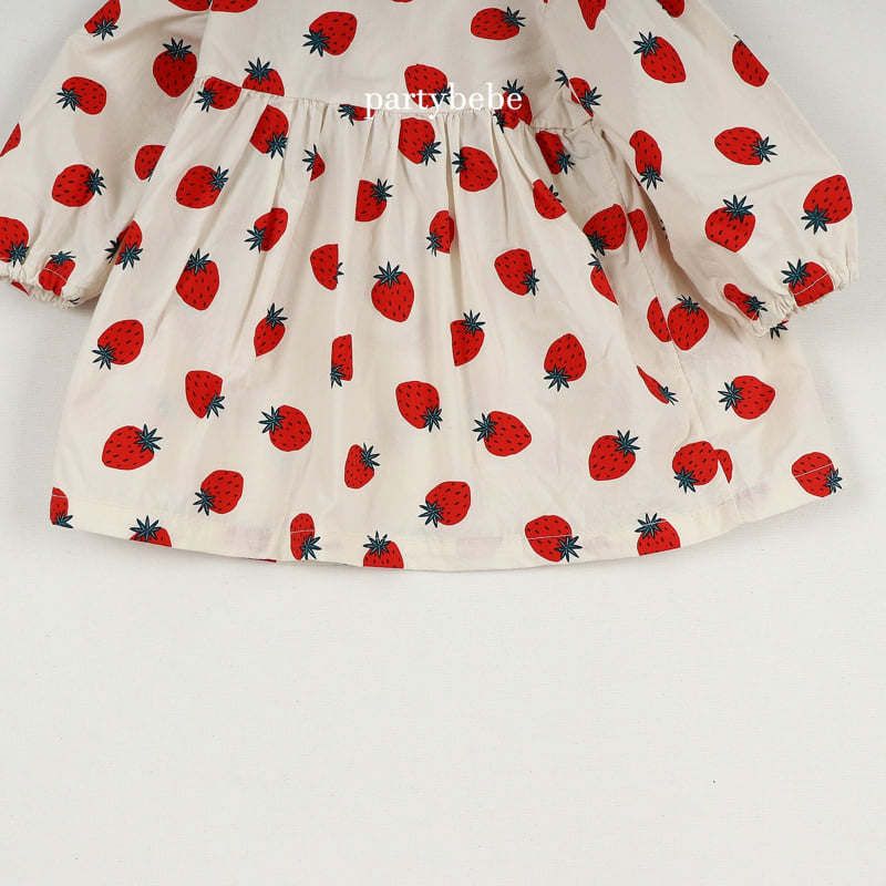 Party Kids - Korean Baby Fashion - #babylifestyle - Strawberry Milk One-piece - 5
