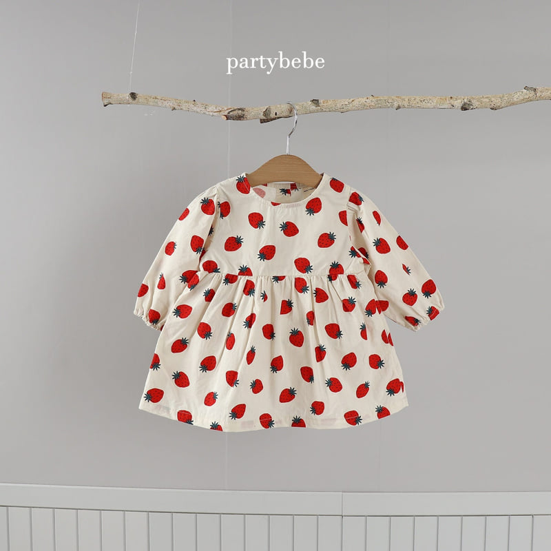 Party Kids - Korean Baby Fashion - #babyootd - Strawberry Milk One-piece - 7