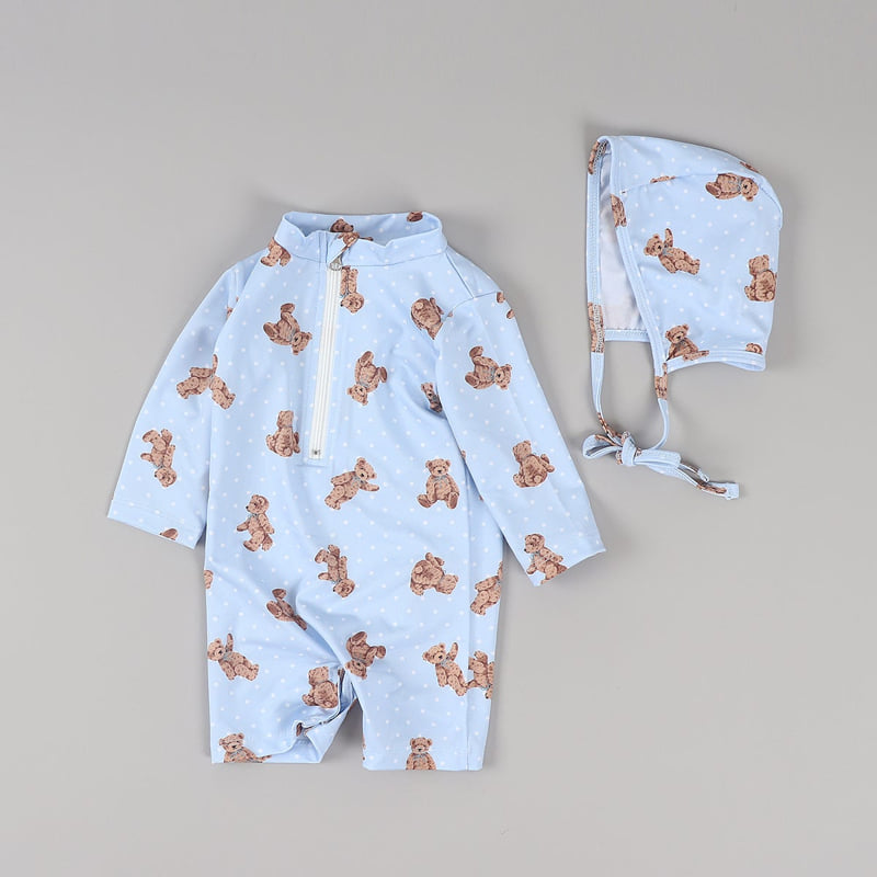 Party Kids - Korean Baby Fashion - #babyoutfit - Bear Rashguard Set (with Hat) - 6