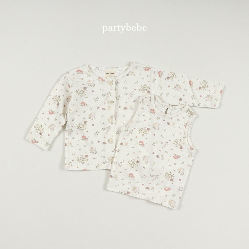 Party Kids - Korean Baby Fashion - #onlinebabyboutique - Snail Cardigan Set (with Sleeveless)