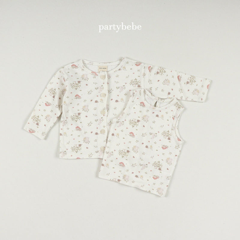 Party Kids - Korean Baby Fashion - #smilingbaby - Snail Cardigan Set (with Sleeveless) - 3