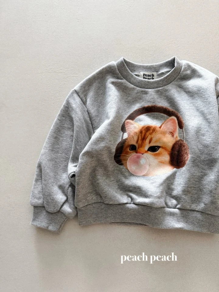 Peach Peach - Korean Women Fashion - #romanticstyle - Bubble Cat Sweatshirt (with Mom) - 6