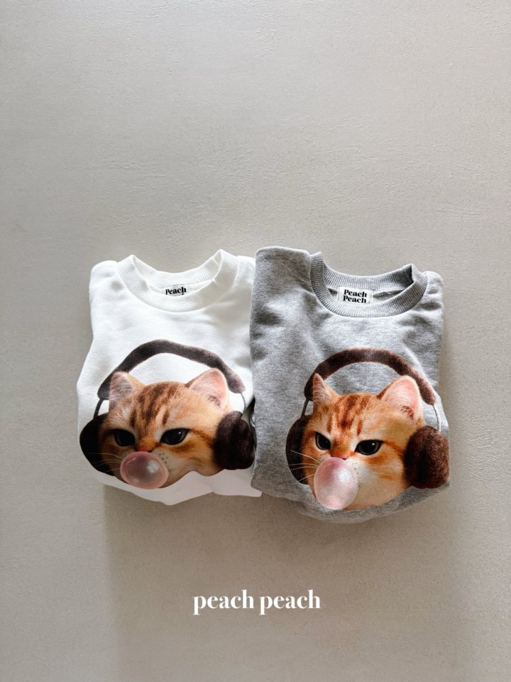 Peach Peach - Korean Women Fashion - #vintageinspired - Bubble Cat Sweatshirt (with Mom) - 2