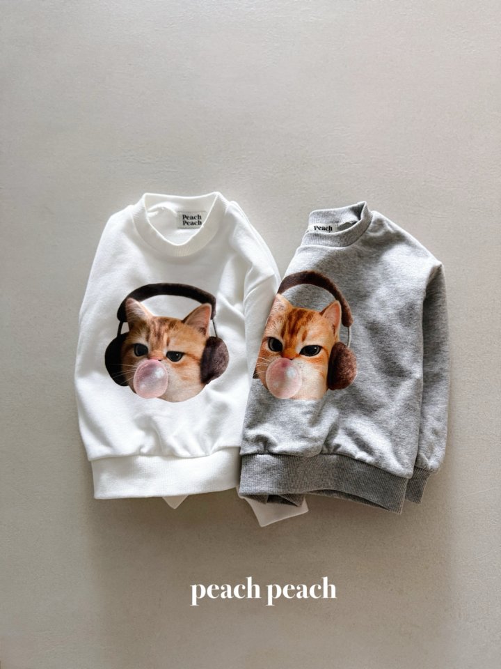 Peach Peach - Korean Women Fashion - #vintagekidsstyle - Bubble Cat Sweatshirt (with Mom) - 3