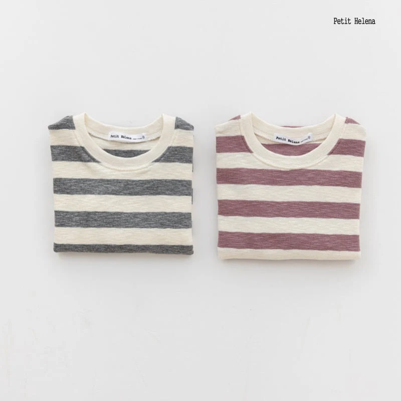 Petit Helena - Korean Children Fashion - #kidsshorts - Bias Stripe Tee - 2
