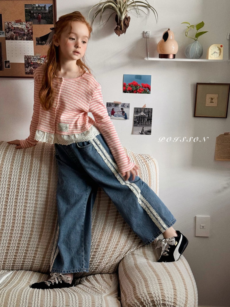 Poisson - Korean Children Fashion - #childofig - Line Denim Pants