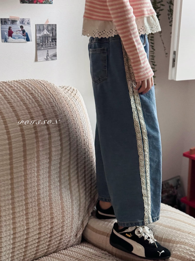 Poisson - Korean Children Fashion - #fashionkids - Line Denim Pants - 6