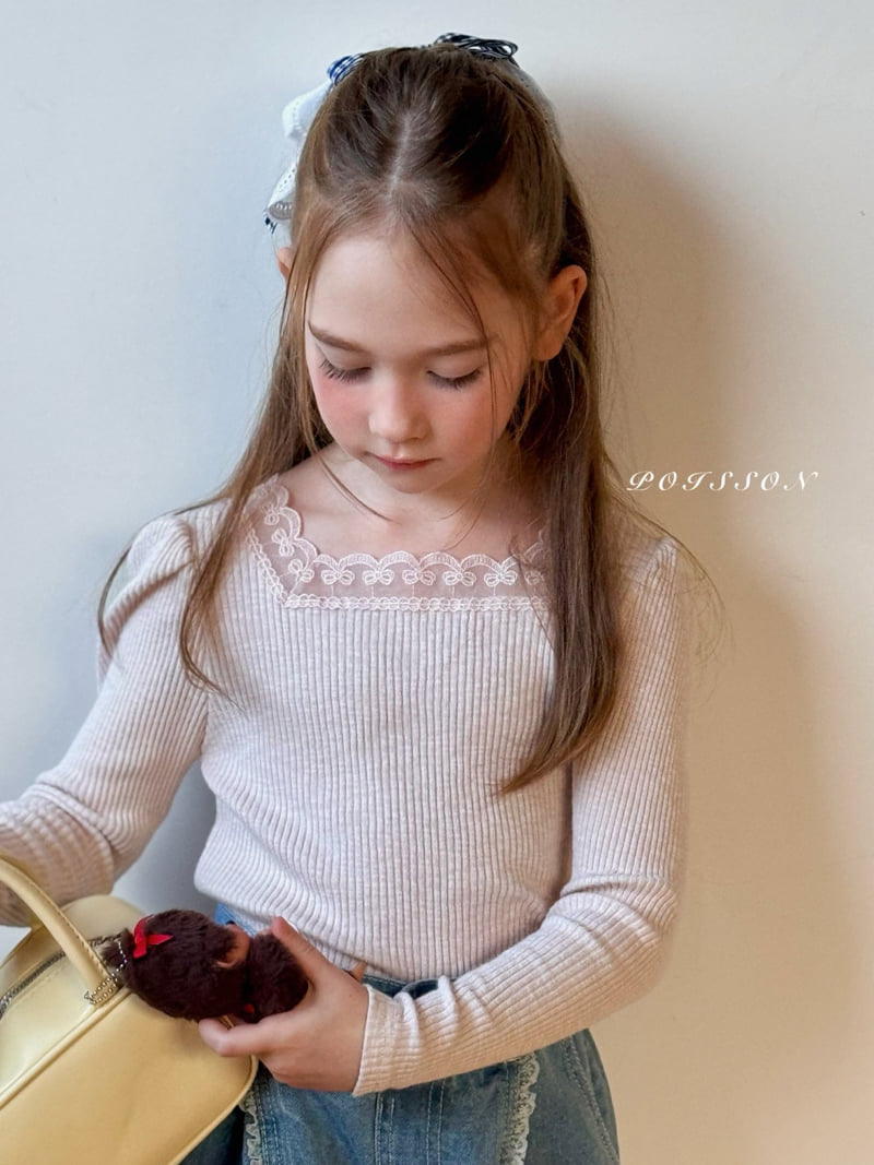 Poisson - Korean Children Fashion - #kidsshorts - Blanc Lace Tee - 8