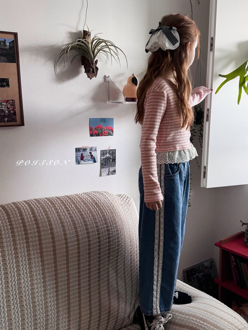 Poisson - Korean Children Fashion - #kidsstore - Line Denim Pants - 8