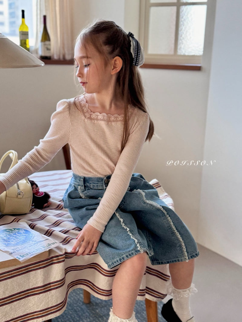 Poisson - Korean Children Fashion - #kidzfashiontrend - Blanc Lace Tee - 10