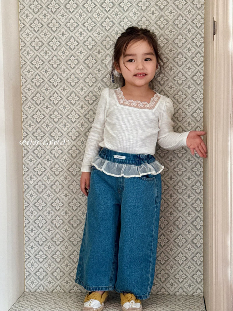 Poisson - Korean Children Fashion - #littlefashionista - Blanc Lace Tee - 12