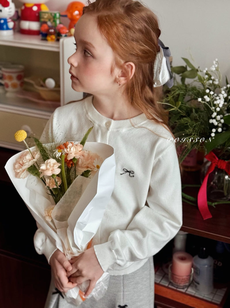 Poisson - Korean Children Fashion - #minifashionista - Ribbon Embroidery Cardigan - 7