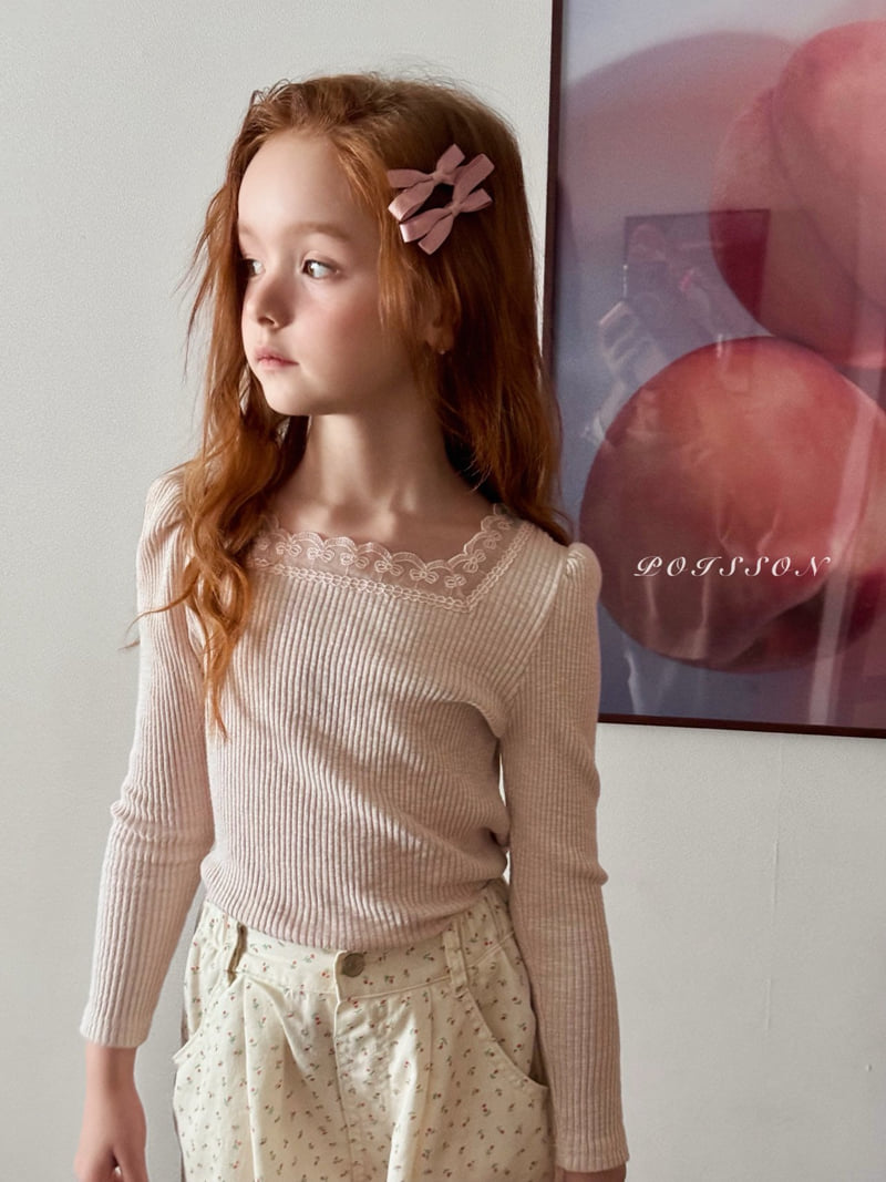 Poisson - Korean Children Fashion - #prettylittlegirls - Blanc Lace Tee