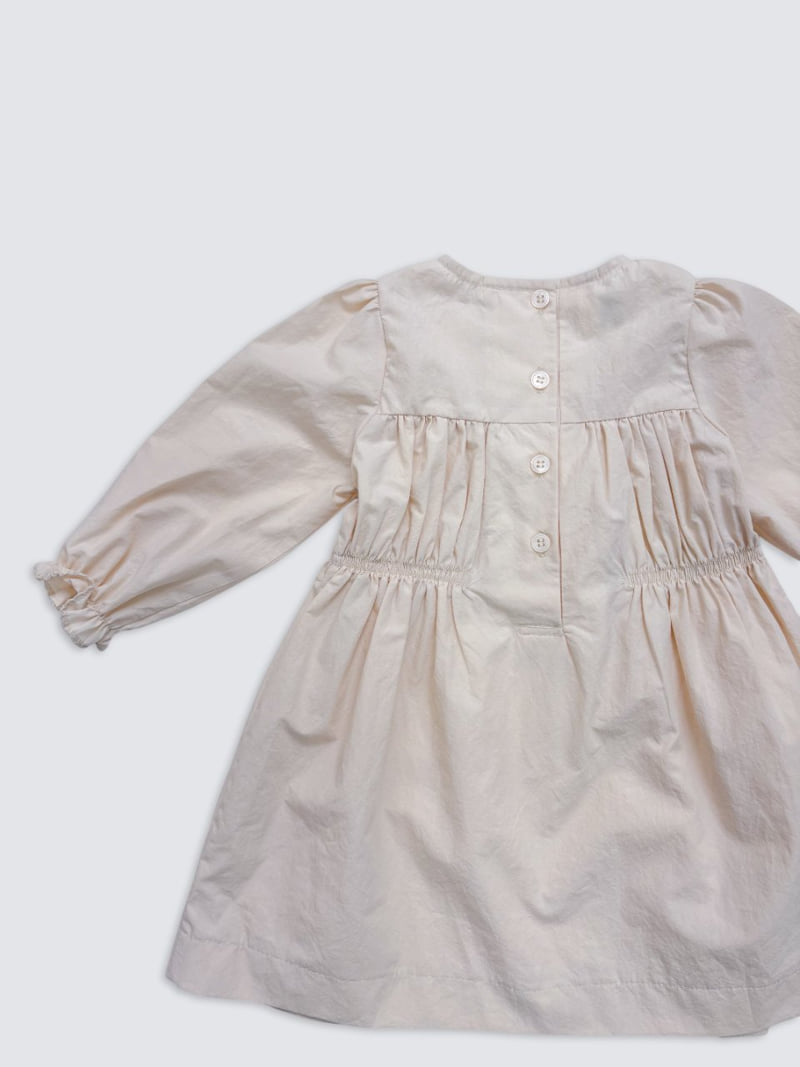Pom - Korean Baby Fashion - #smilingbaby - Shirring One-piece - 4