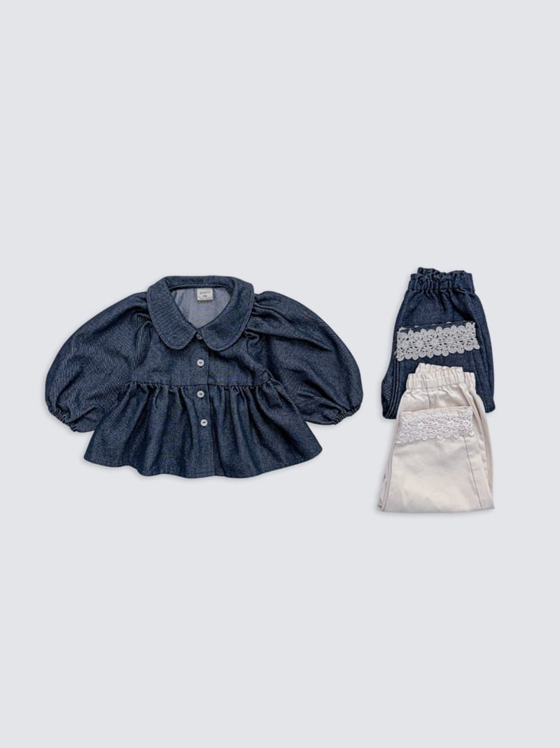 Pom - Korean Baby Fashion - #babyboutique - Denim Collar Blouse - 3