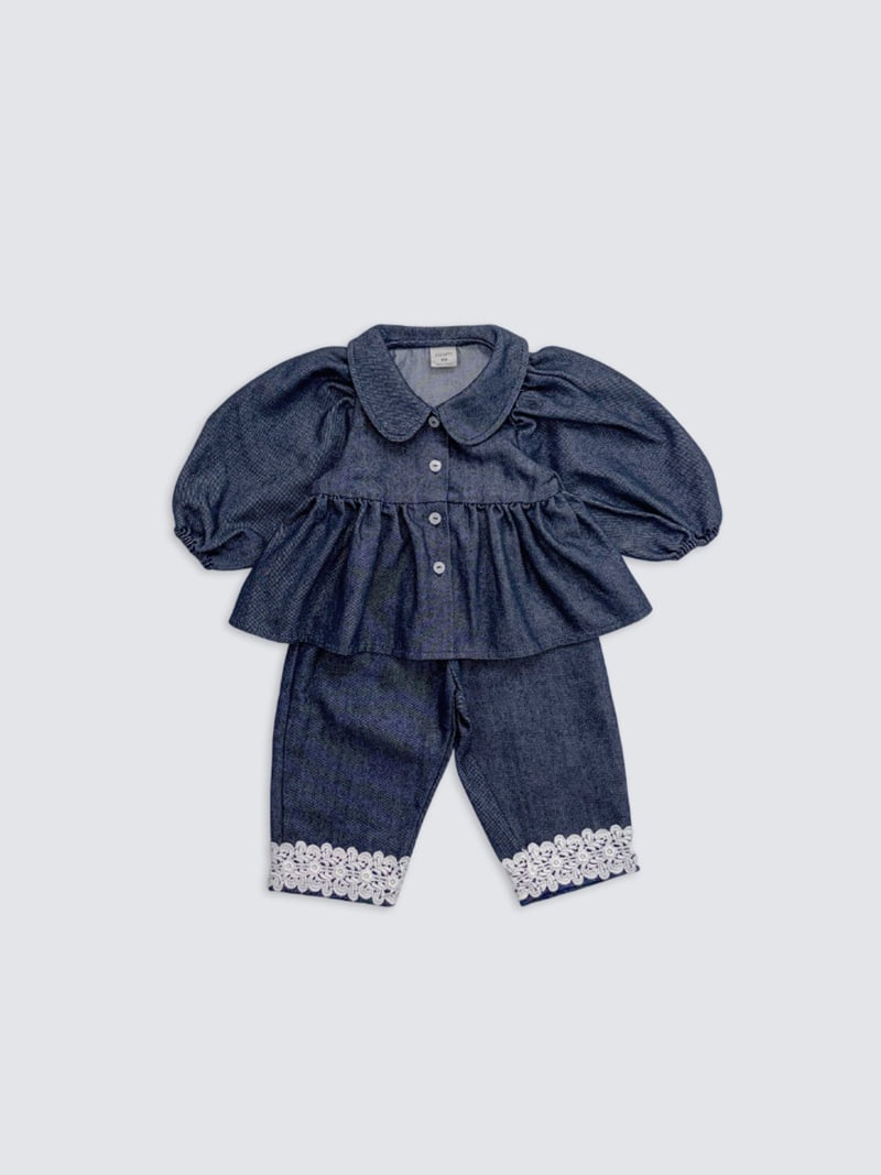 Pom - Korean Baby Fashion - #babyboutique - Denim Collar Blouse - 4