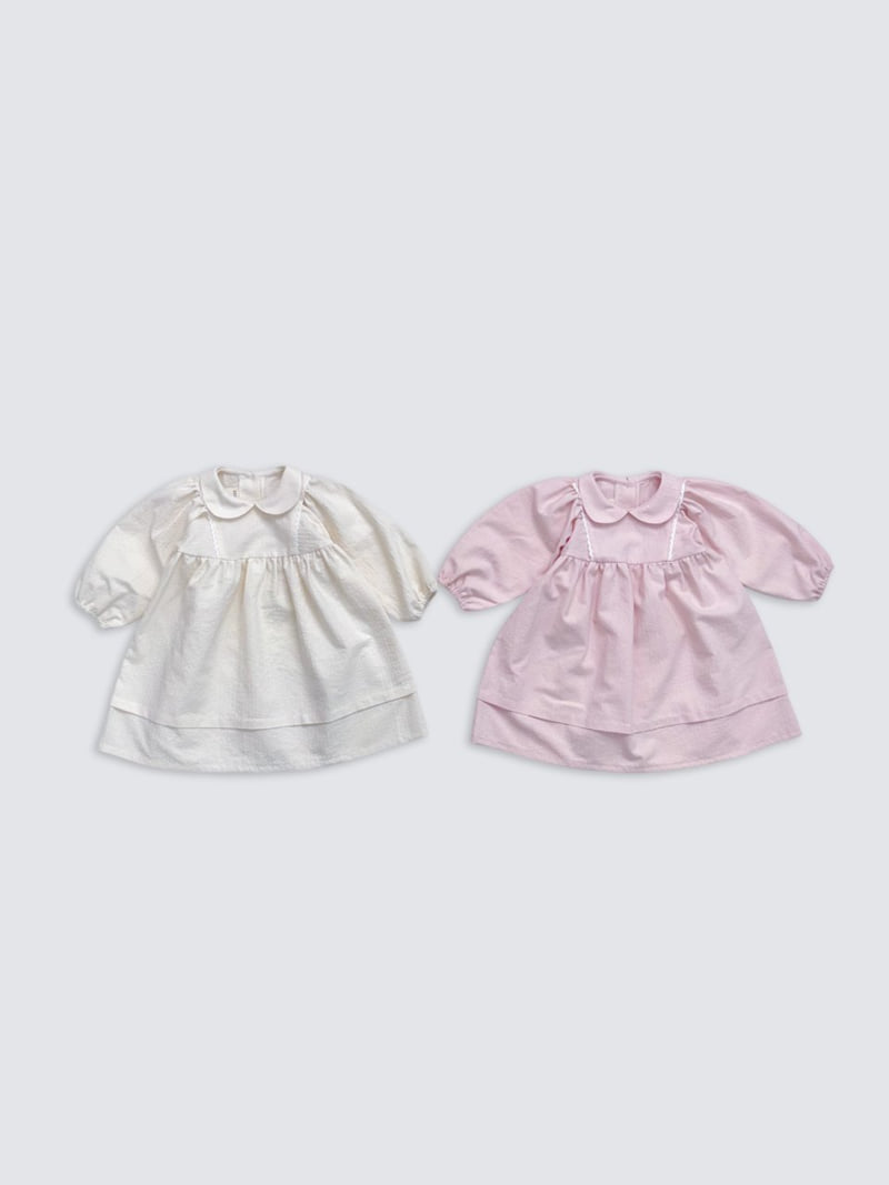 Pom - Korean Baby Fashion - #babyboutiqueclothing - Collar Panel One-piece