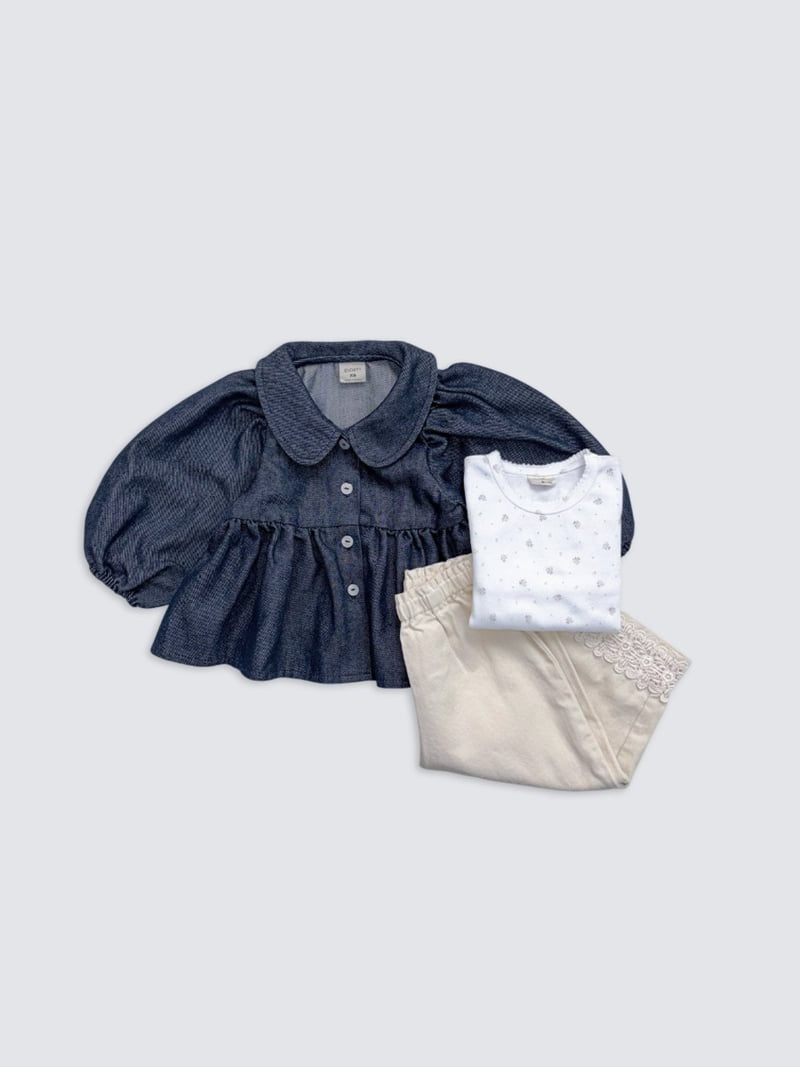 Pom - Korean Baby Fashion - #babyboutiqueclothing - Denim Collar Blouse - 5