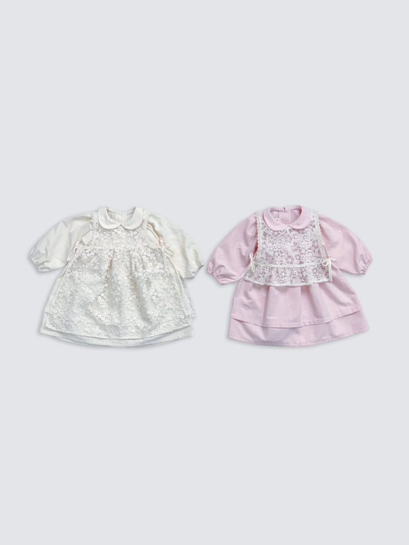 Pom - Korean Baby Fashion - #babyclothing - Collar Panel One-piece - 2