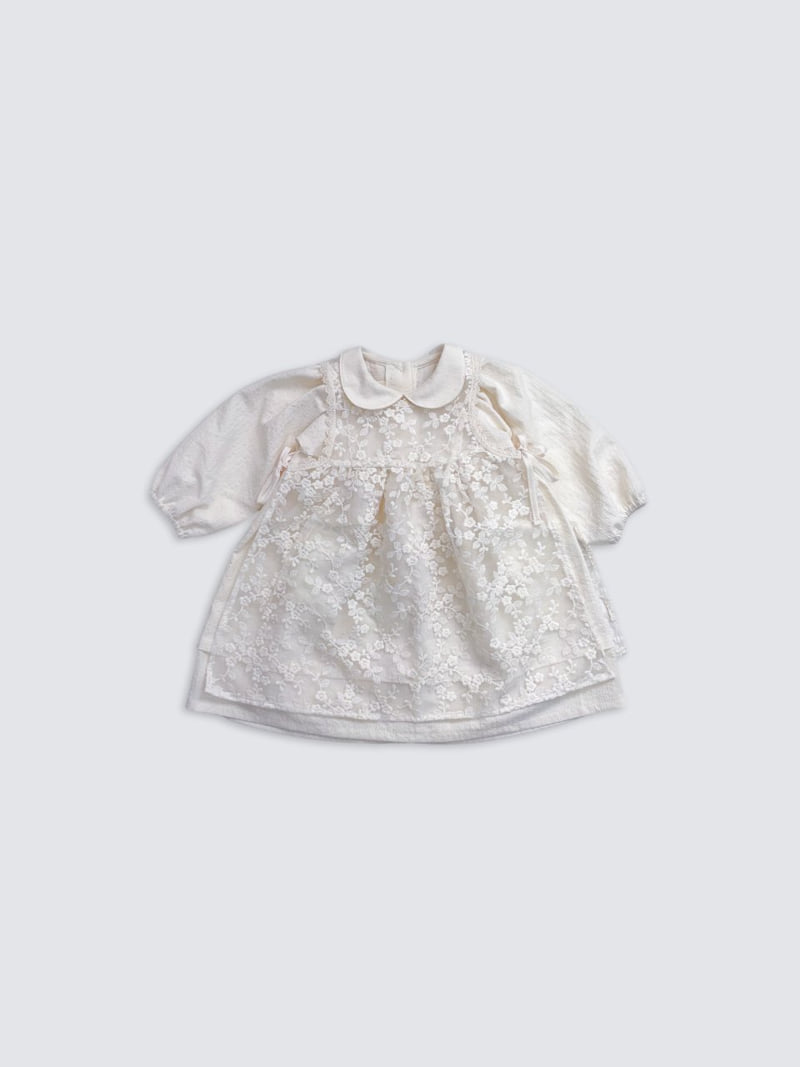 Pom - Korean Baby Fashion - #babyfashion - Collar Panel One-piece - 3