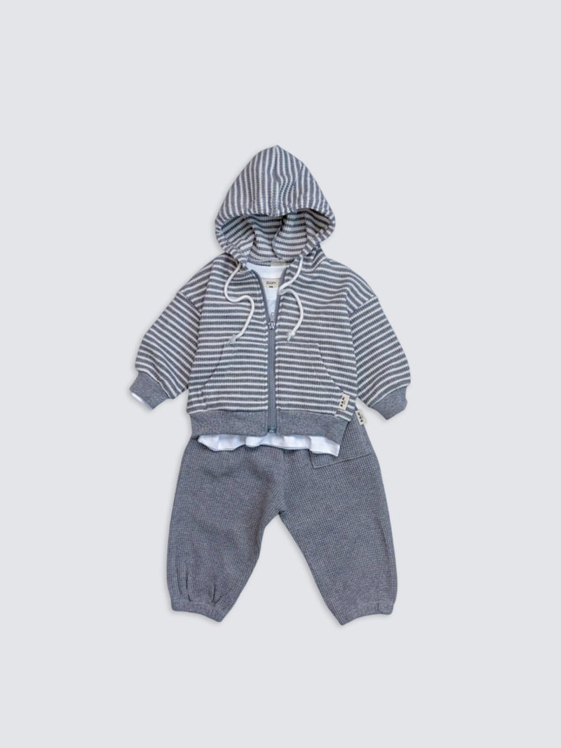 Pom - Korean Baby Fashion - #babyoninstagram - Waffle Hood Zip-Up - 2