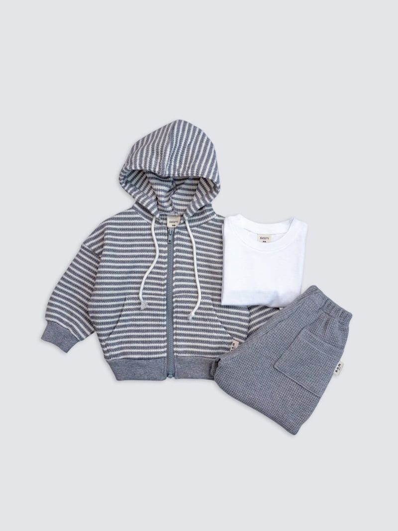 Pom - Korean Baby Fashion - #babyootd - Waffle Hood Zip-Up - 4