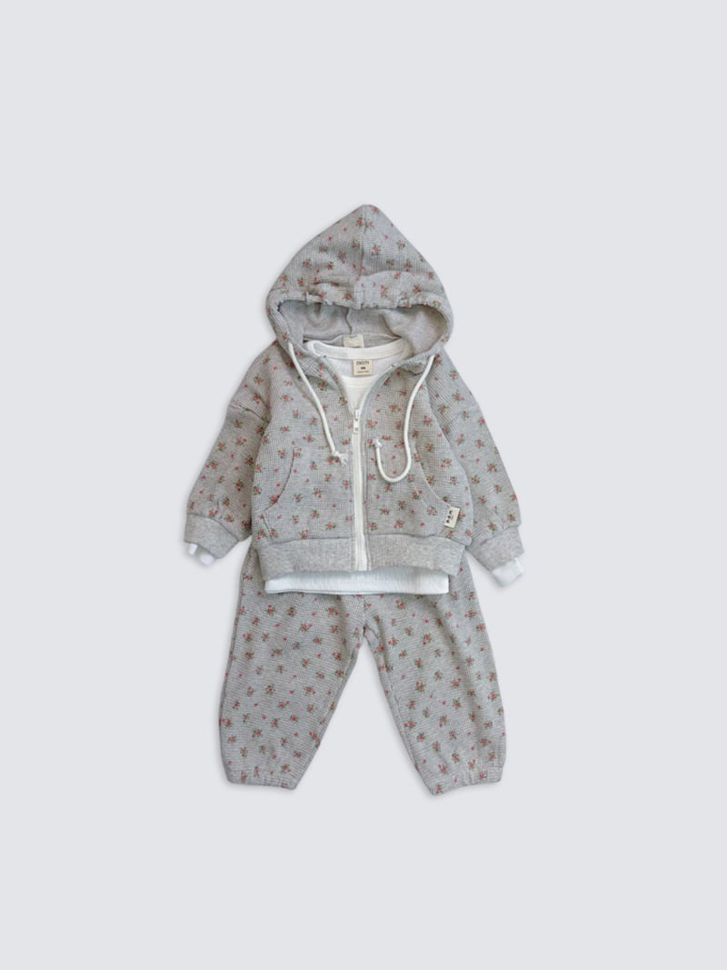 Pom - Korean Baby Fashion - #babyoutfit - Flower Hood Zip-Up - 2