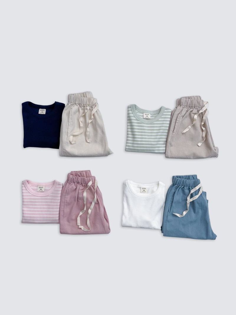 Pom - Korean Baby Fashion - #babyoutfit - Stripe Ribbed Basic Tee - 5