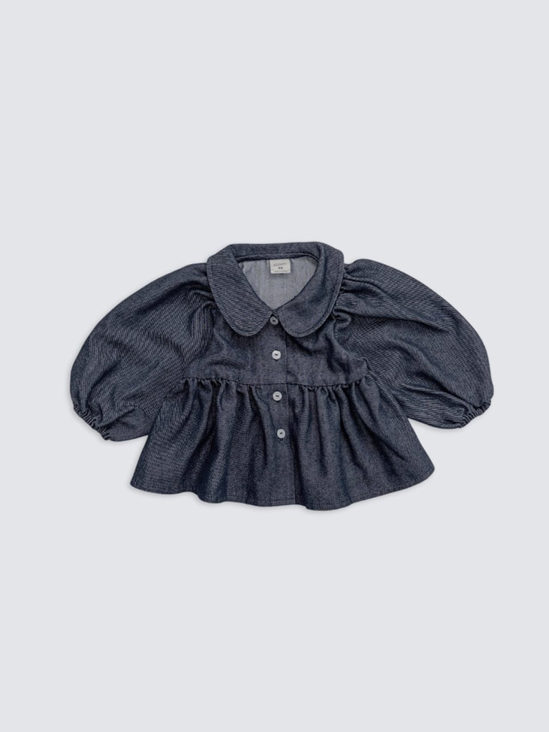 Pom - Korean Baby Fashion - #onlinebabyboutique - Denim Collar Blouse