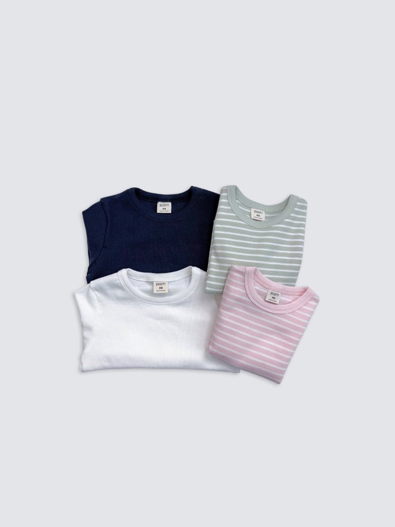 Pom - Korean Baby Fashion - #onlinebabyshop - Stripe Ribbed Basic Tee - 8