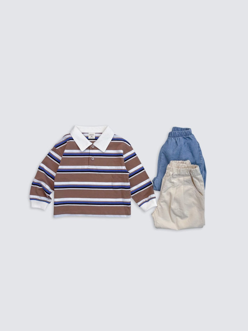 Pom - Korean Baby Fashion - #onlinebabyshop - Stripe Collar Tee - 7