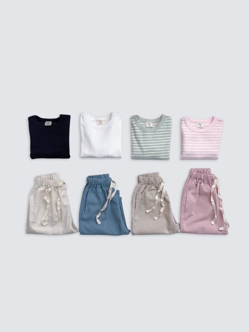 Pom - Korean Baby Fashion - #smilingbaby - Stripe Ribbed Basic Tee - 9
