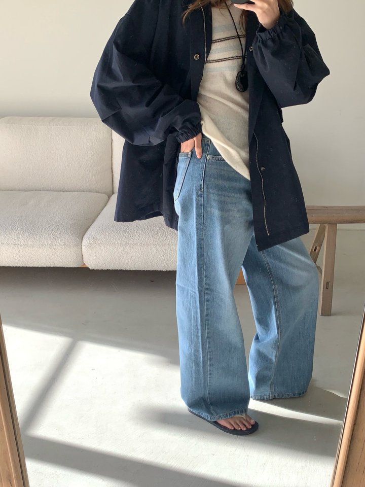Pomelo - Korean Women Fashion - #momslook - Soft Blue Denim Pants - 3