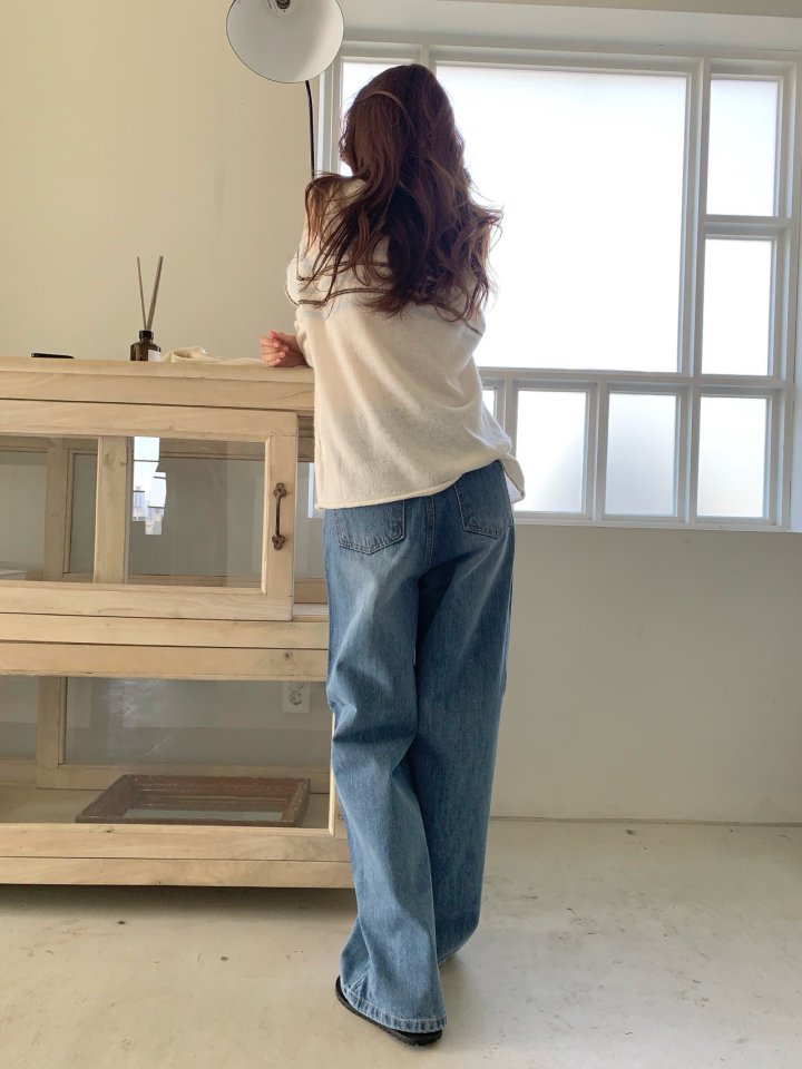 Pomelo - Korean Women Fashion - #momslook - Soft Blue Denim Pants - 9