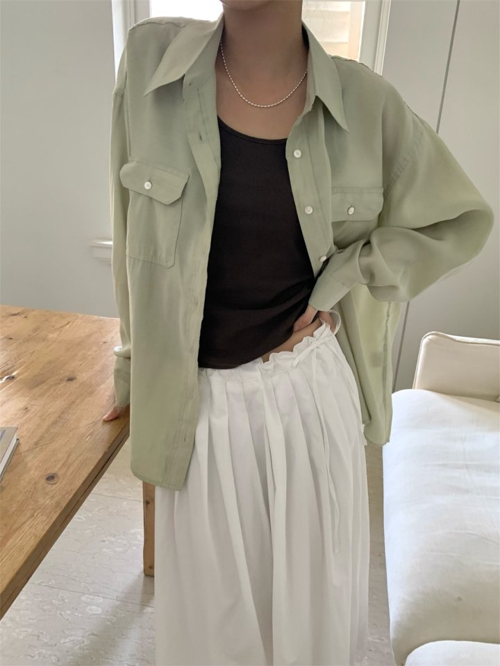 Pomelo - Korean Women Fashion - #momslook - Dual Pocket Shirt - 2