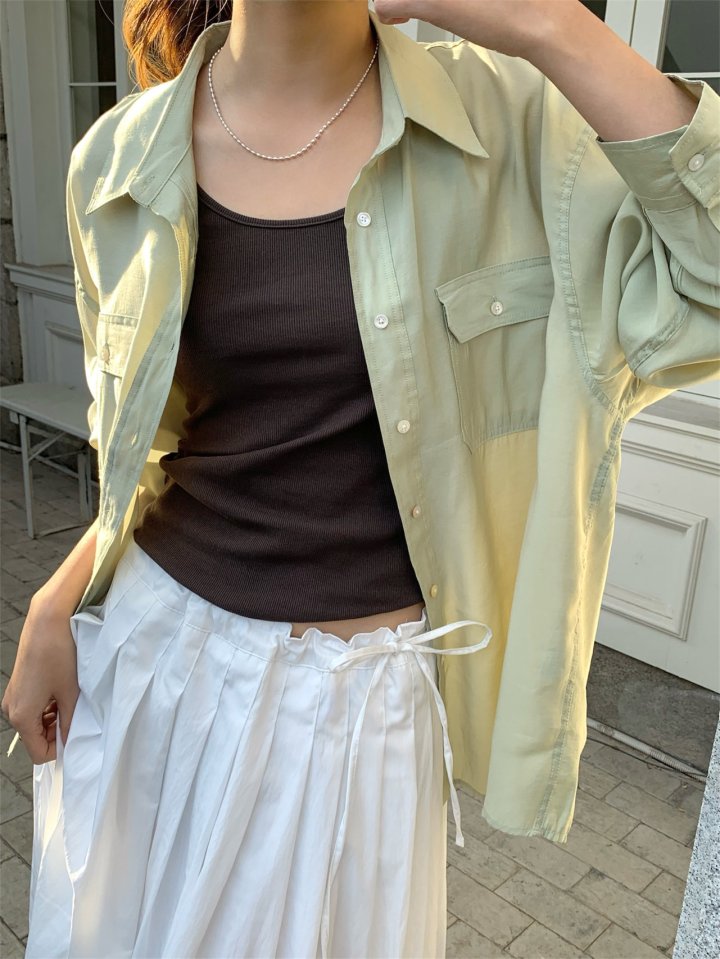 Pomelo - Korean Women Fashion - #momslook - Dual Pocket Shirt - 6