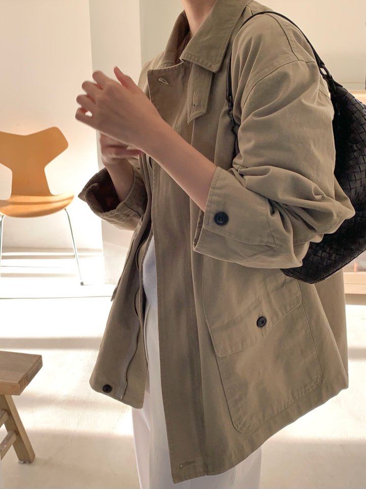 Pomelo - Korean Women Fashion - #vintageinspired - Bio Wash Work Jacket - 12