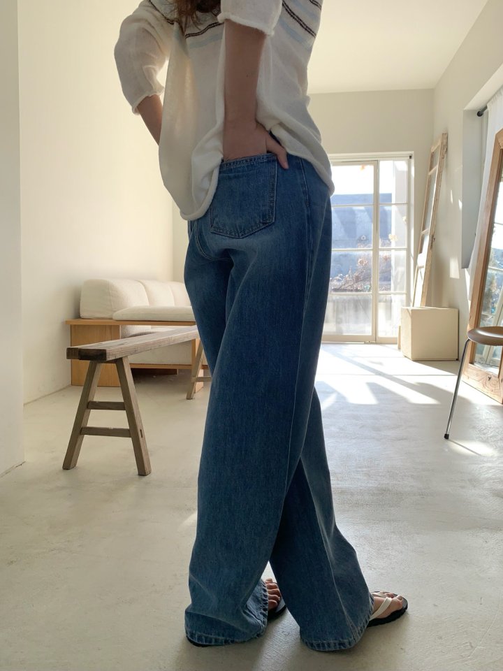 Pomelo - Korean Women Fashion - #vintageinspired - Soft Blue Denim Pants - 11