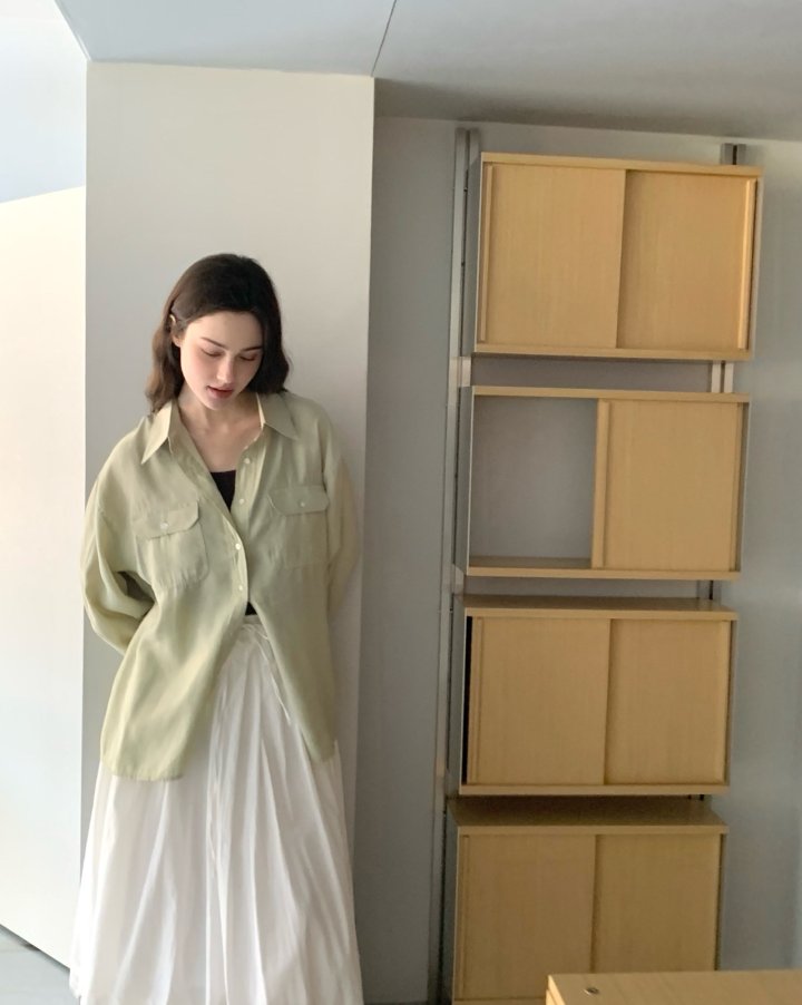 Pomelo - Korean Women Fashion - #vintageinspired - Dual Pocket Shirt - 10