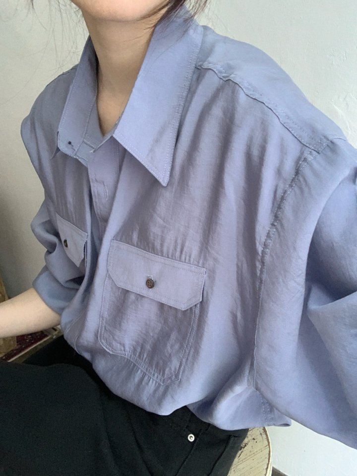Pomelo - Korean Women Fashion - #vintagekidsstyle - Dual Pocket Shirt - 11
