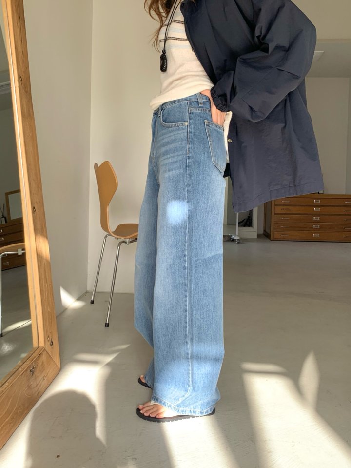 Pomelo - Korean Women Fashion - #womensfashion - Soft Blue Denim Pants - 6