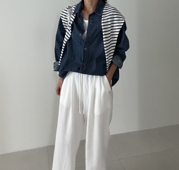 Ripple - Korean Women Fashion - #womensfashion - Denim Shirt Cape Shawl Set - 3