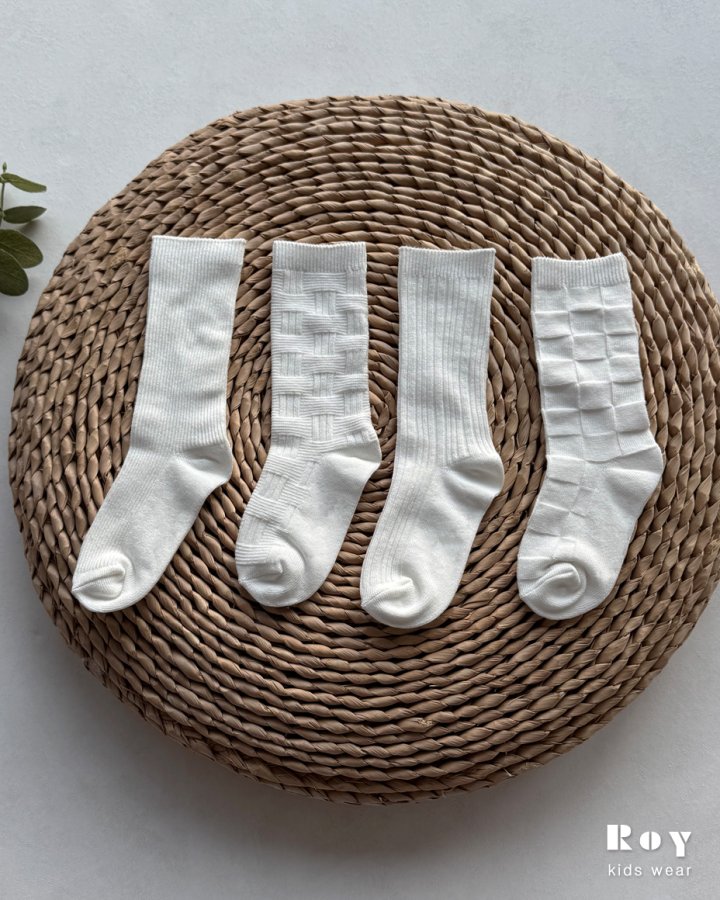Roy - Korean Children Fashion - #discoveringself - White Pattern Socks - 9