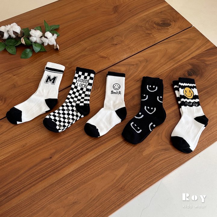 Roy - Korean Children Fashion - #littlefashionista - Black & White Socks