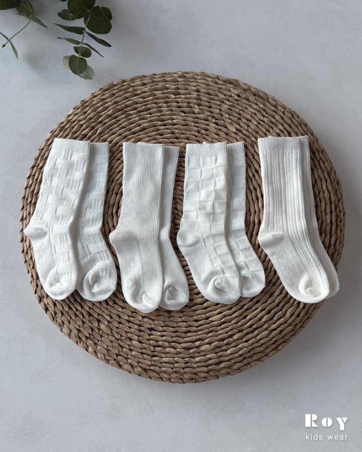 Roy - Korean Children Fashion - #minifashionista - White Pattern Socks