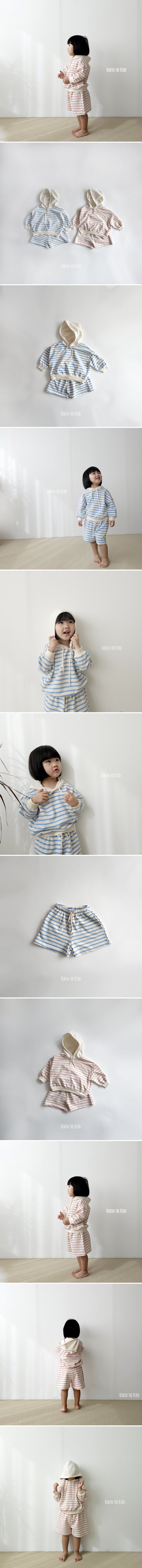 Saerobin - Korean Baby Fashion - #onlinebabyshop - Stripe Hoodie Shorts Set