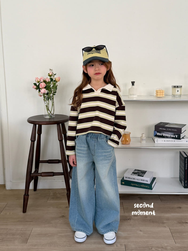 Second Moment - Korean Children Fashion - #Kfashion4kids - Cinnamon Crop Stripe Tee - 6
