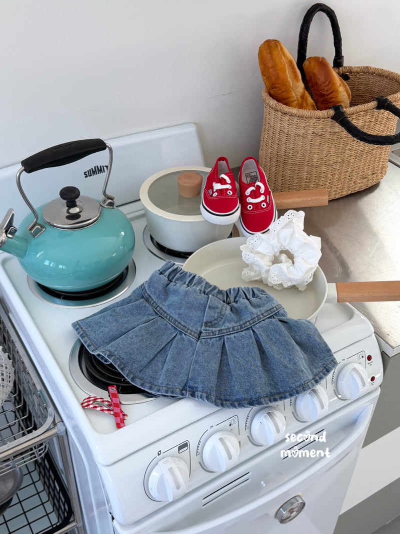 Second Moment - Korean Children Fashion - #Kfashion4kids - Pleated Denim Skirt