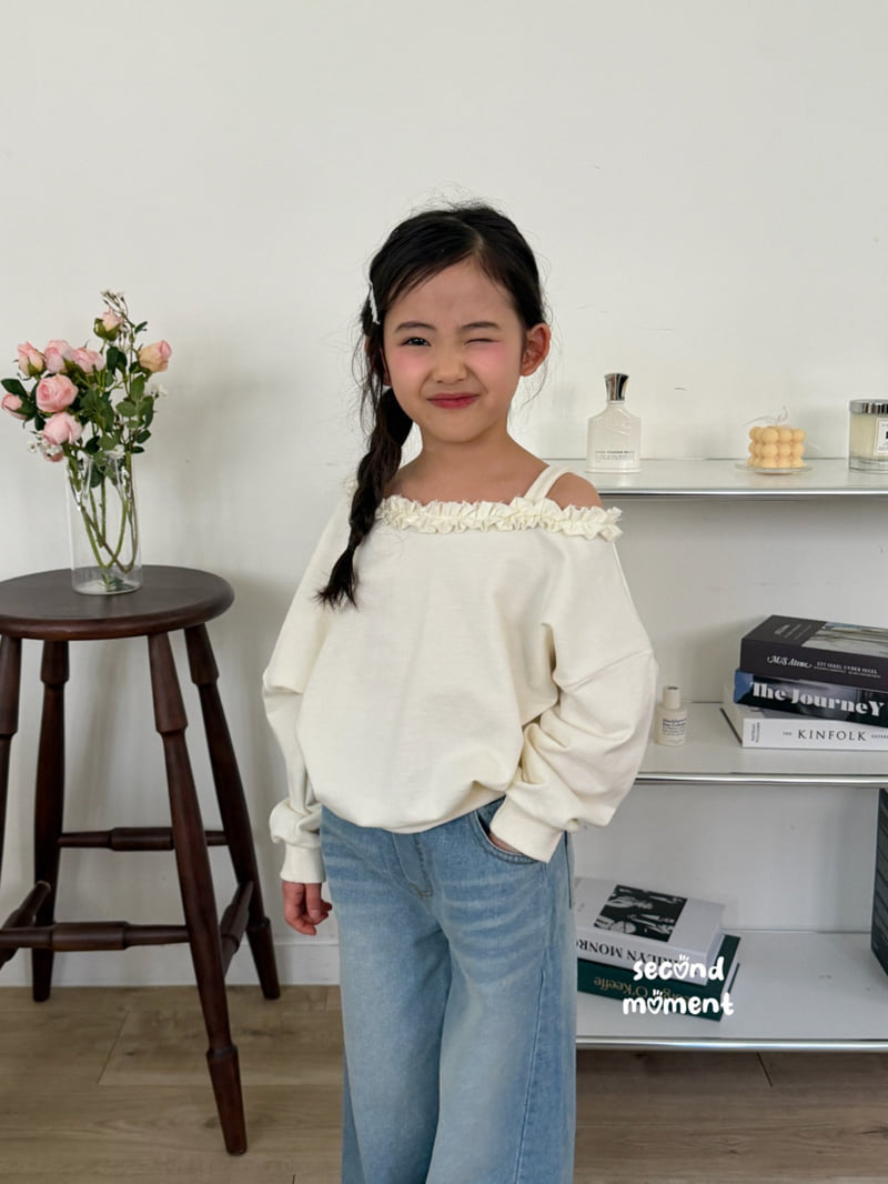 Second Moment - Korean Children Fashion - #childofig - Off-Shoulder Frill Sweatshirt - 12
