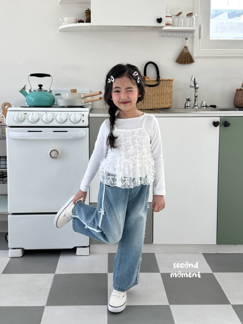 Second Moment - Korean Children Fashion - #designkidswear - Kitsch Ribbon Denim Pants - 10